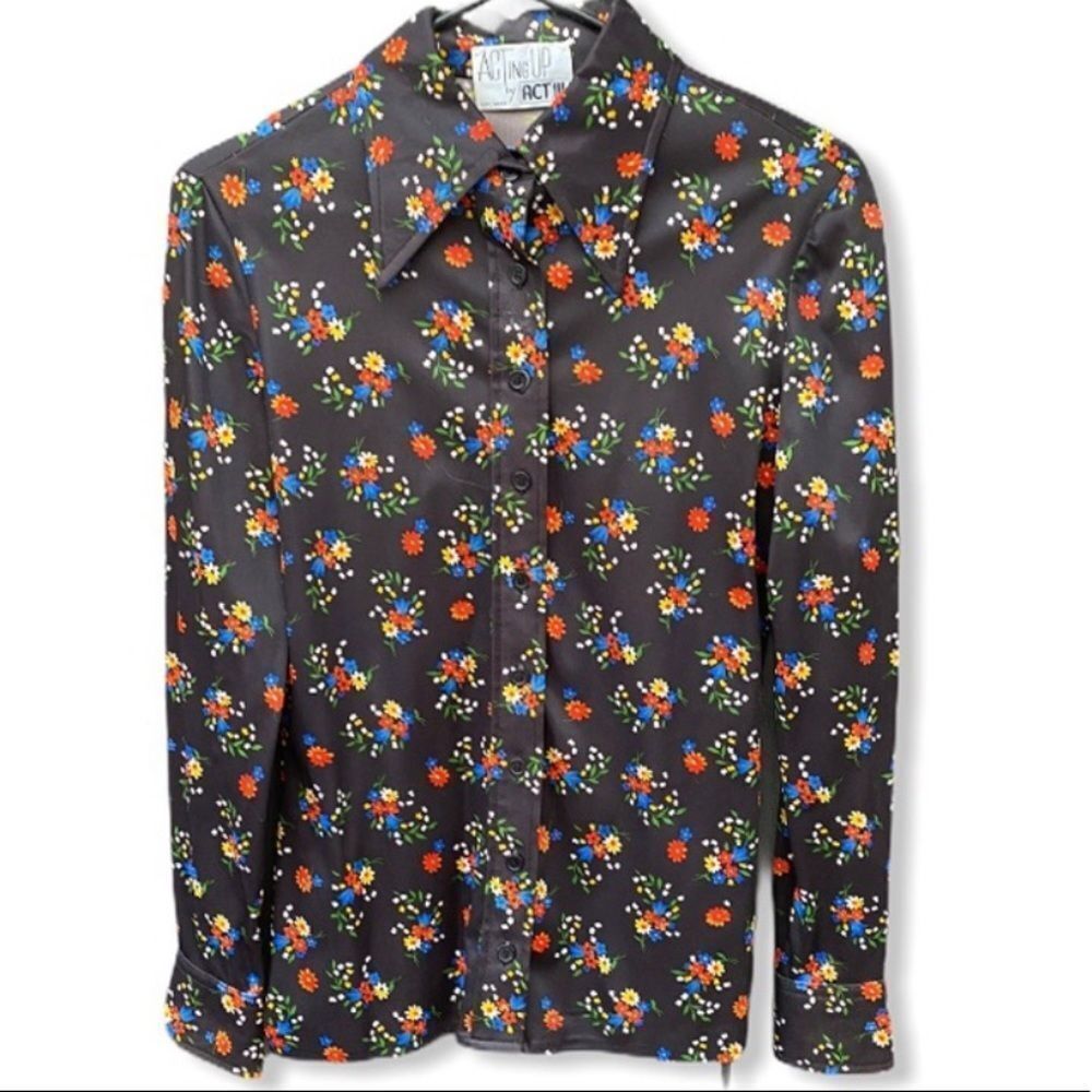 Vintage Act III Polyester Floral Blouse